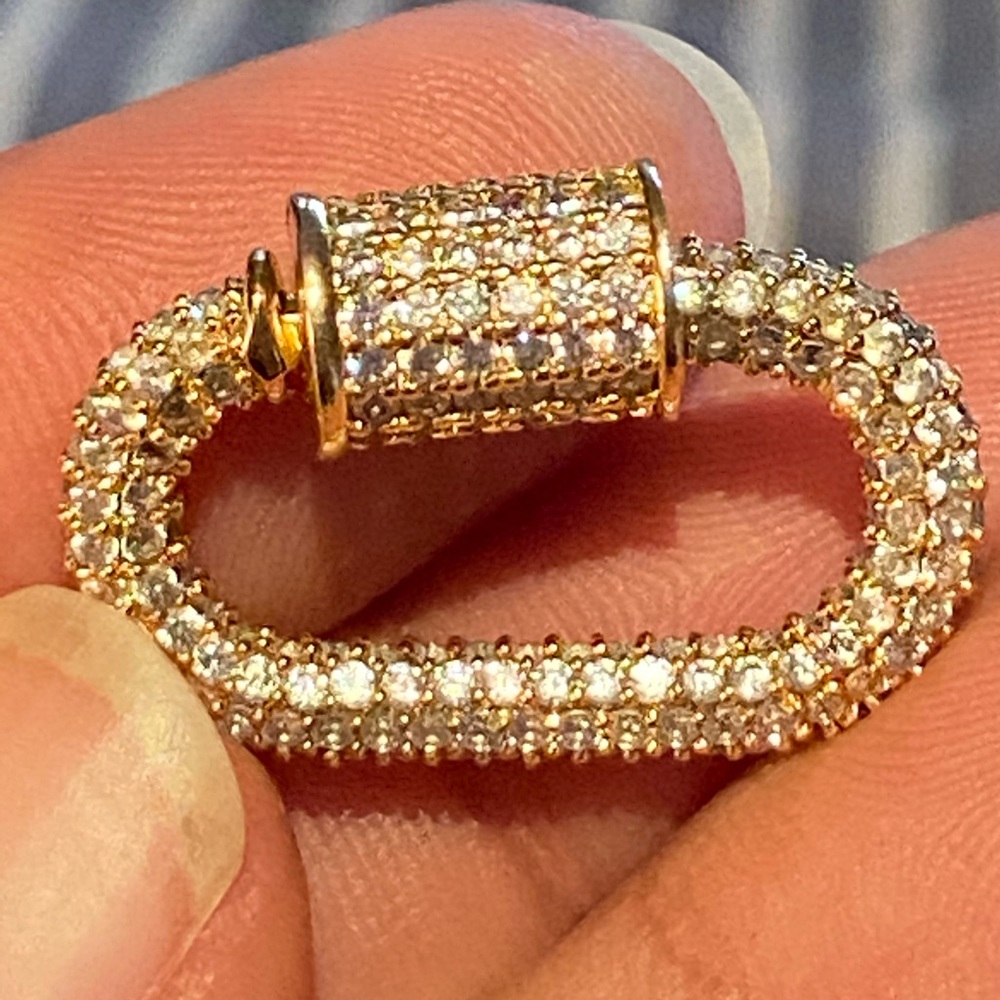 Gold Hued Jeweled Carabiner Lock